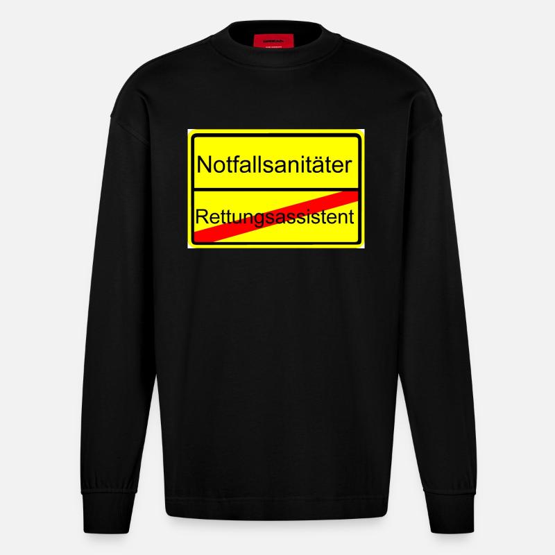 Vom Rettungsassistent zum Notfallsanitäter - Heavyweight Oversized Organic Langarmshirt Made in EU - SOLID BLACK