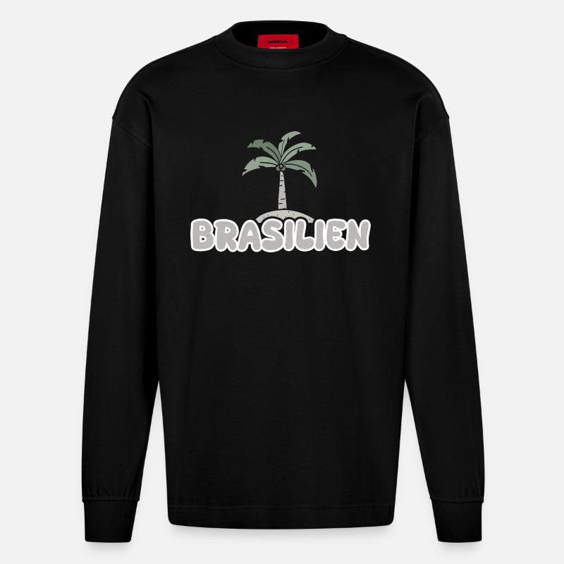 Brésil Brésil - Manches longues bio épais oversize fabriqué en UE - SOLID BLACK