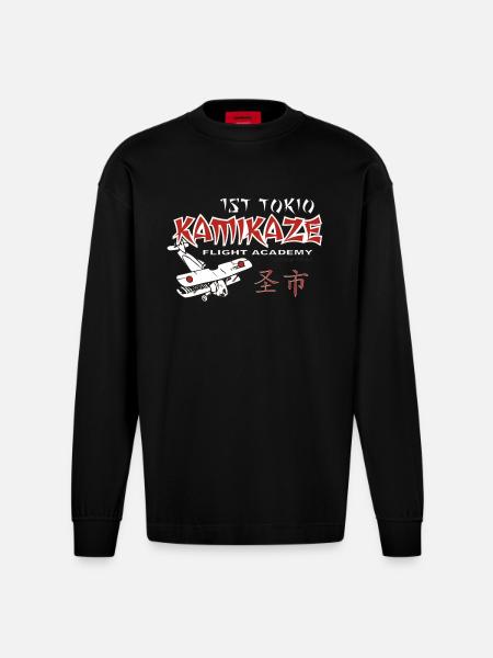 Kamikaze - Heavyweight Oversized Organic Langarmshirt Made in EU - SOLID BLACK
