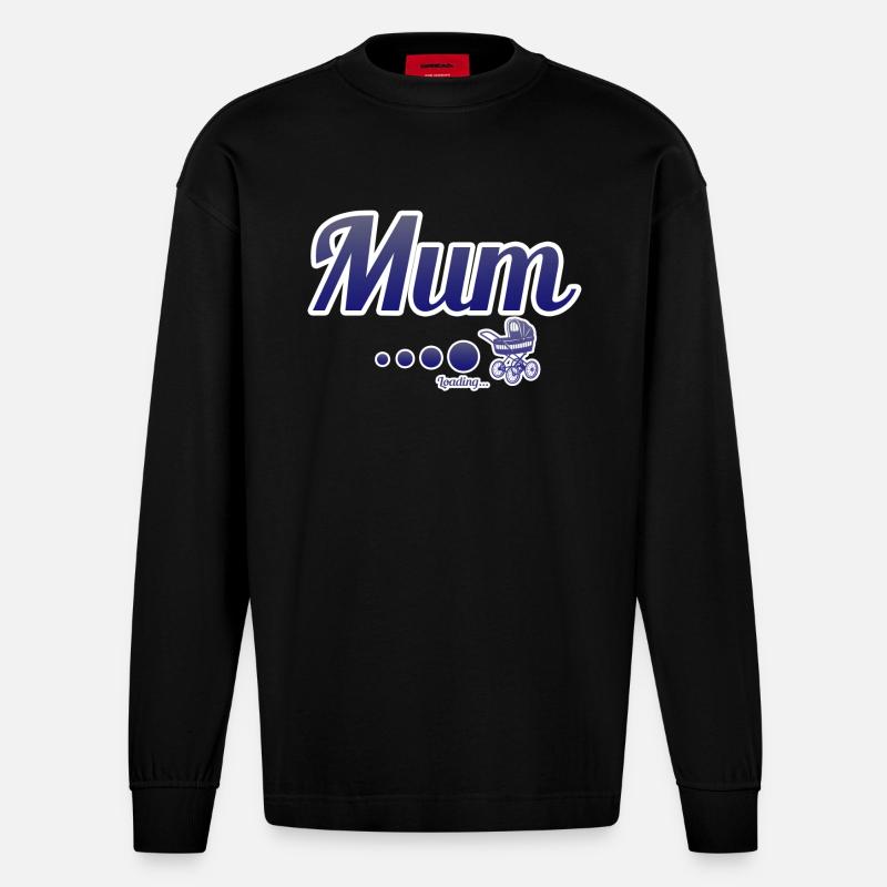 Mum...Loading - Heavyweight Oversized Organic Langarmshirt Made in EU - SOLID BLACK