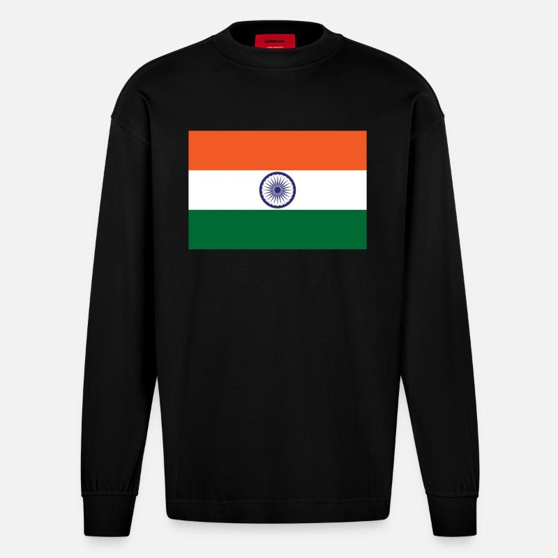 Indien - Heavyweight Oversized Organic Langarmshirt Made in EU - SOLID BLACK