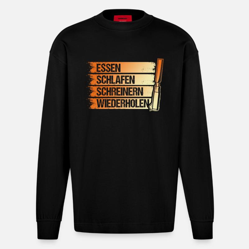 Charpentier, Charpentier, Charpentier - Manches longues bio épais oversize fabriqué en UE - SOLID BLACK