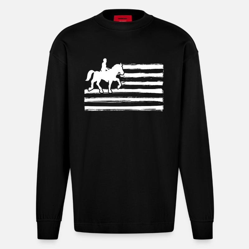 Cheval - Manches longues bio épais oversize fabriqué en UE - SOLID BLACK