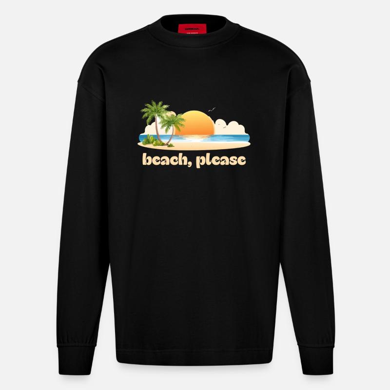 Strand, bitte - Heavyweight Oversized Organic Langarmshirt Made in EU - SOLID BLACK