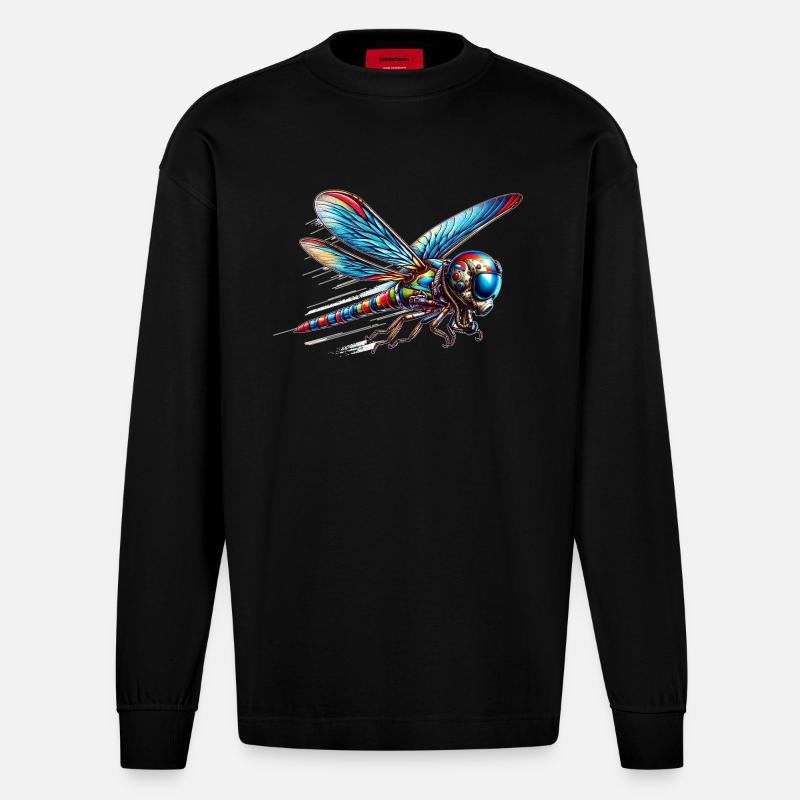 Fighter Libelle - Heavyweight Oversized Organic Langarmshirt Made in EU - SOLID BLACK