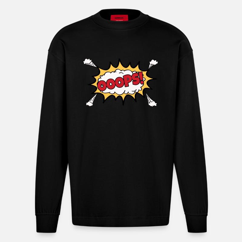 OOOPS Comic Graffiti - Manches longues bio épais oversize fabriqué en UE - SOLID BLACK