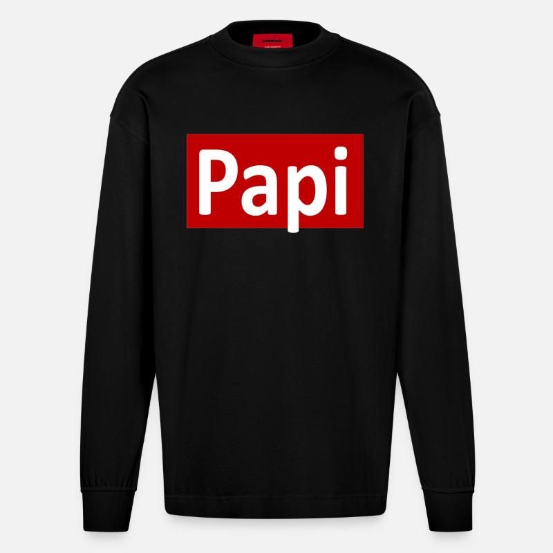 Papi Geschenk idee - Heavyweight Oversized Organic Langarmshirt Made in EU - SOLID BLACK