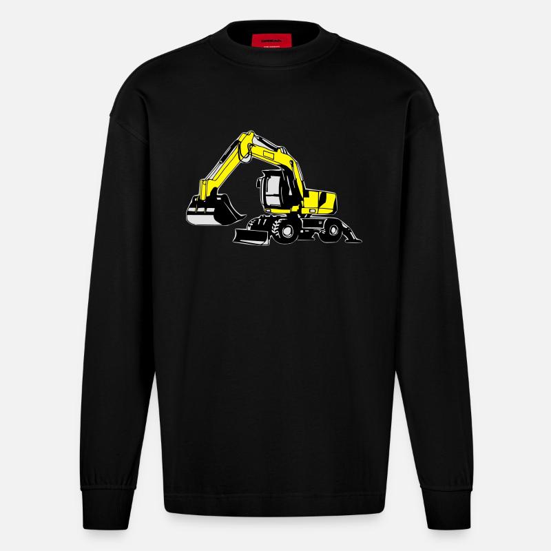 Mobilbagger 2 - Heavyweight Oversized Organic Langarmshirt Made in EU - SOLID BLACK