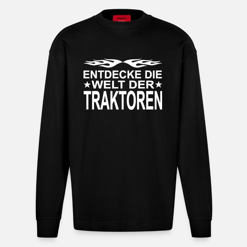 Traktor - Heavyweight Oversized Organic Langarmshirt Made in EU - SOLID BLACK