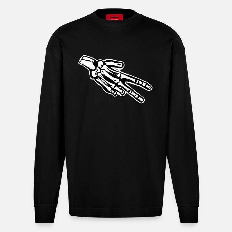 Biker Gruss Ride Safe - Heavyweight Oversized Organic Langarmshirt Made in EU - SOLID BLACK