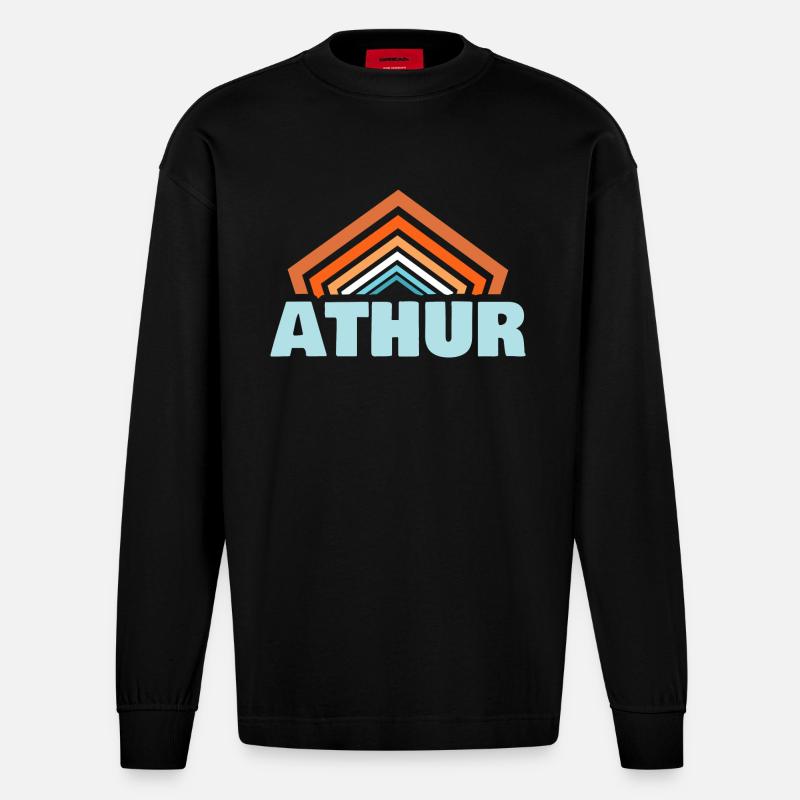 Athur as a given name - Heavyweight Oversized Organic Longsleeve Shirt Made in EU - SOLID BLACK
