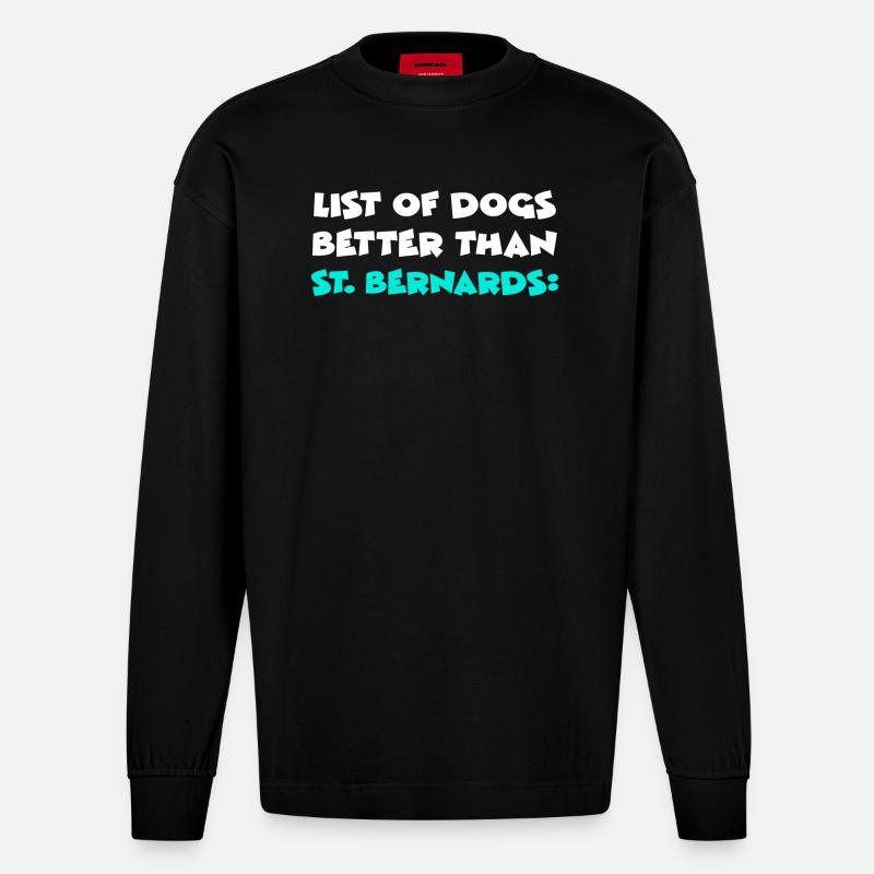 Saint-Bernard Bernhardiner - Manches longues bio épais oversize fabriqué en UE - SOLID BLACK