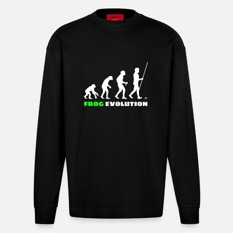 Frosch Evolution - Heavyweight Oversized Organic Langarmshirt Made in EU - SOLID BLACK