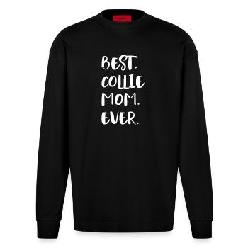 Collie Longhair Collie - Heavyweight Oversized Organic Longsleeve Shirt Made in EU - SOLID BLACK - Front