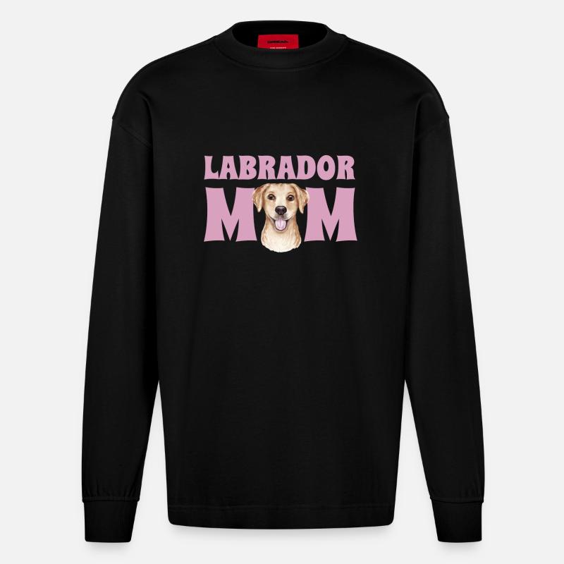 Labrador Mama - Heavyweight Oversized Organic Langarmshirt Made in EU - SOLID BLACK