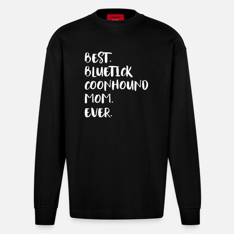 Bluetick Coonhound - Manches longues bio épais oversize fabriqué en UE - SOLID BLACK