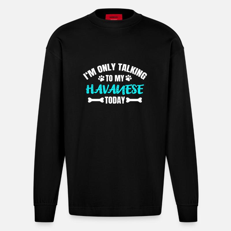 Havanese Havaneser - Heavyweight Oversized Organic Langarmshirt Made in EU - SOLID BLACK