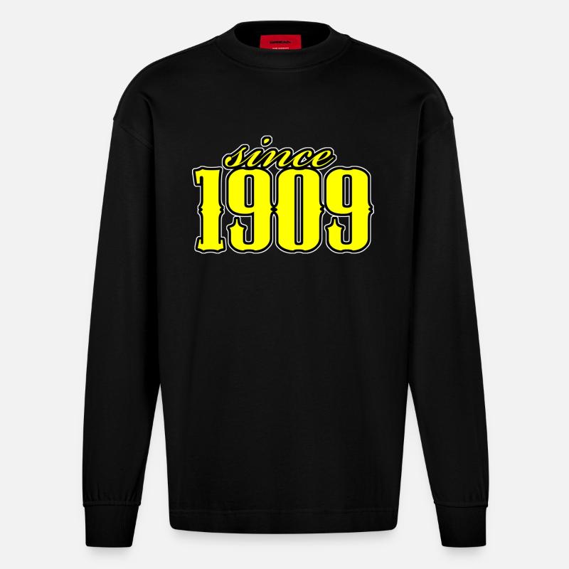 depuis 1909 (jaune) - Manches longues bio épais oversize fabriqué en UE - SOLID BLACK