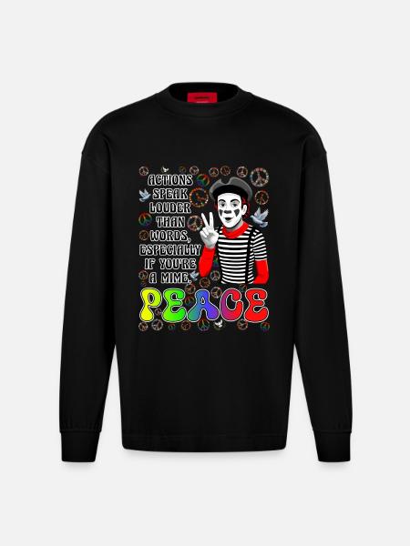 Frieden ist das Wichtigste - Heavyweight Oversized Organic Langarmshirt Made in EU - SOLID BLACK