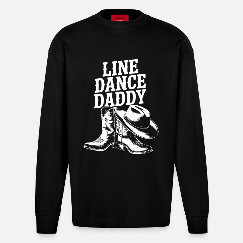 Line Dance Daddy Boots - Heavyweight Oversized Organic Langarmshirt Made in EU - SOLID BLACK