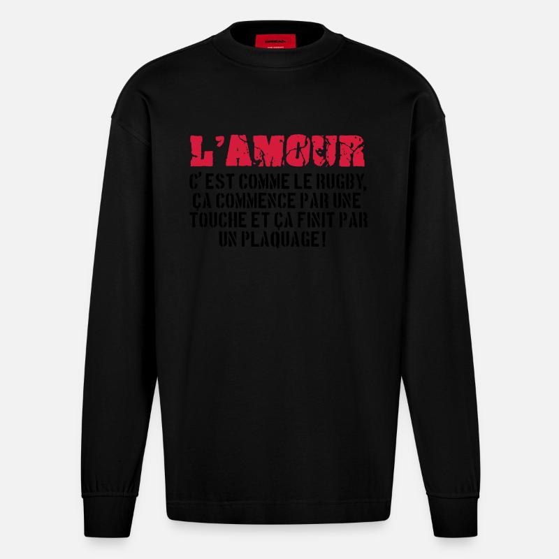 rugby - Heavyweight Oversized Organic Longsleeve Shirt Made in EU - SOLID BLACK