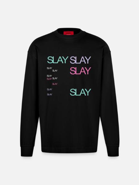 Slay - Heavyweight Oversized Organic Longsleeve Shirt Made in EU - SOLID BLACK