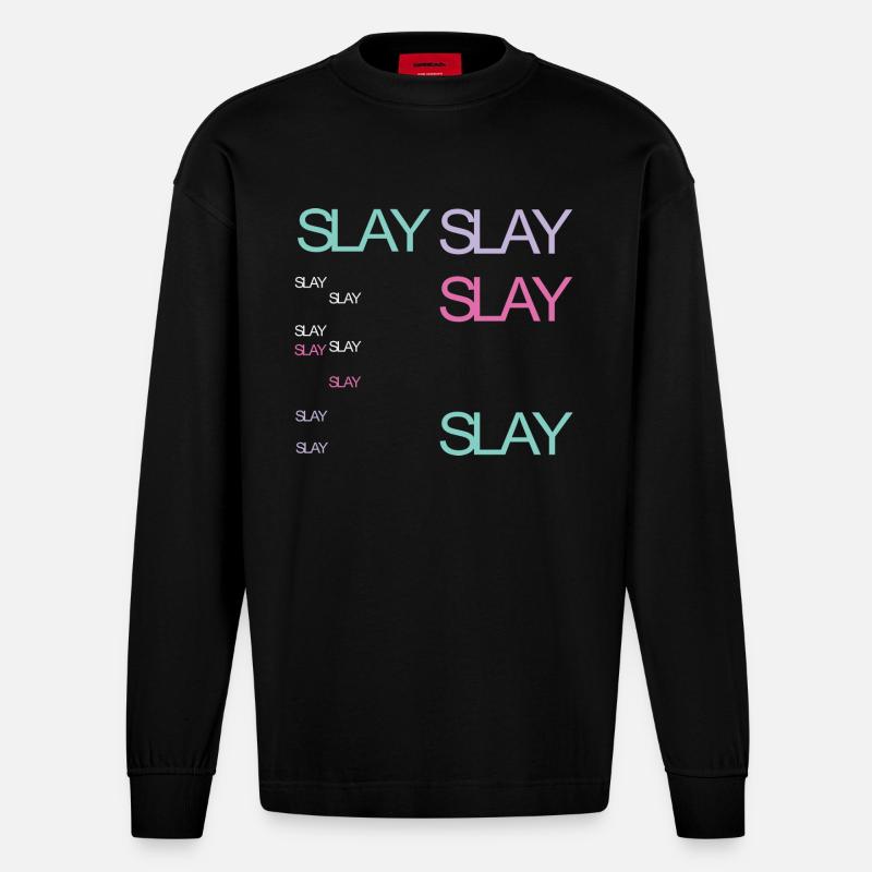 égorger - Manches longues bio épais oversize fabriqué en UE - SOLID BLACK