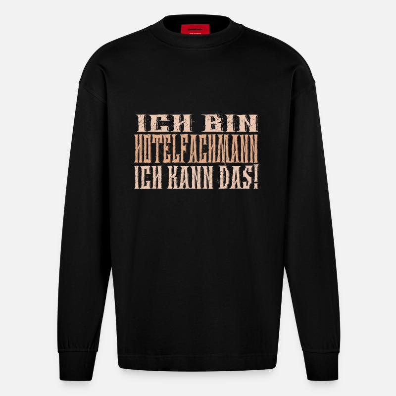 Ich bin Hotelfachmann - Heavyweight Oversized Organic Langarmshirt Made in EU - SOLID BLACK