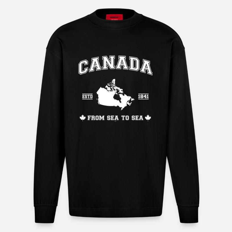 Canada map - Manches longues bio épais oversize fabriqué en UE - SOLID BLACK