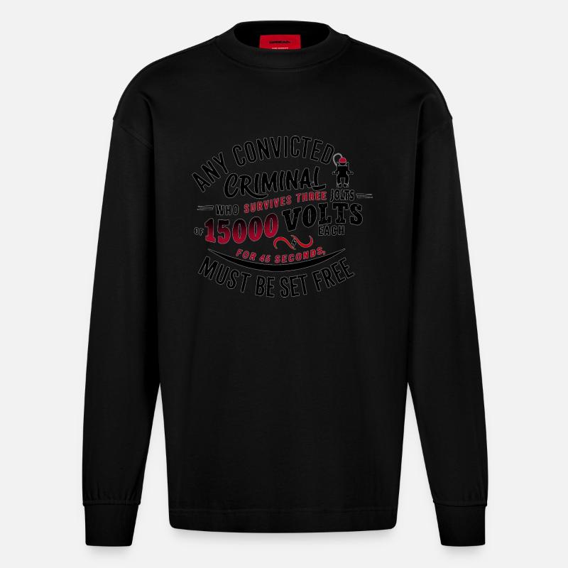 Electric Justice: Freiheit oder Schicksal? - Heavyweight Oversized Organic Langarmshirt Made in EU - SOLID BLACK