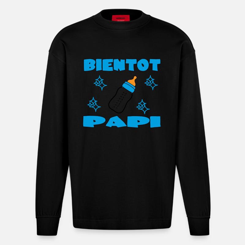 BIENTOT PAPI - Manches longues bio épais oversize fabriqué en UE - SOLID BLACK