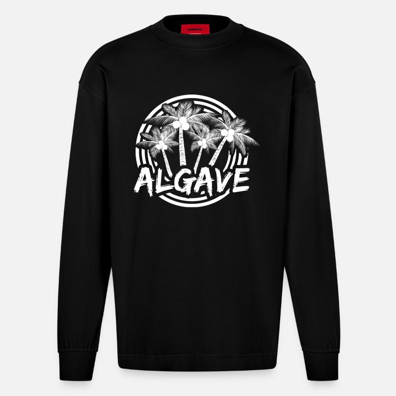 Algave comme jour férié - Manches longues bio épais oversize fabriqué en UE - SOLID BLACK