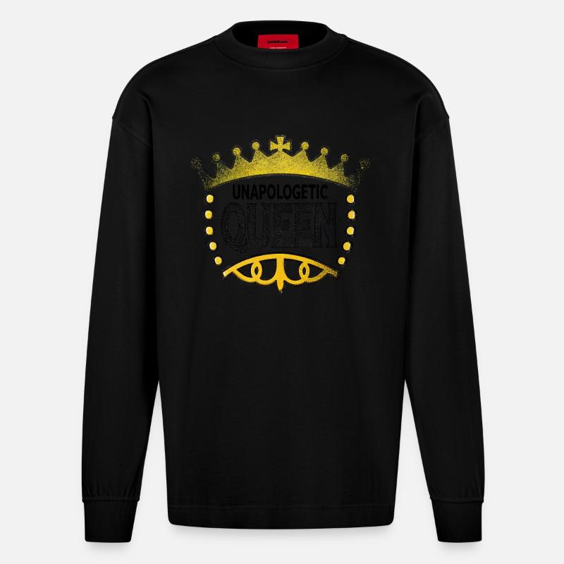 Unverfrorene Königin - Heavyweight Oversized Organic Langarmshirt Made in EU - SOLID BLACK