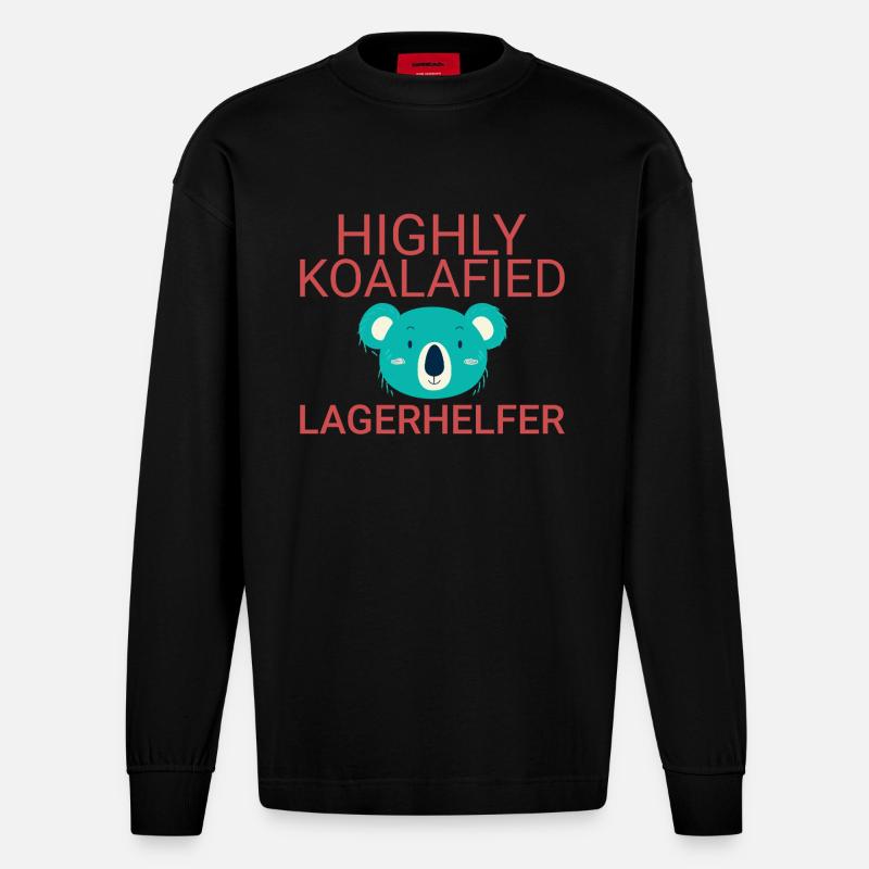 Assistante d’entrepôt Koalafied - Manches longues bio épais oversize fabriqué en UE - SOLID BLACK