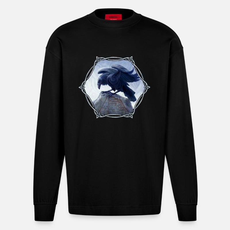 Muninn - Heavyweight Oversized Organic Langarmshirt Made in EU - SOLID BLACK