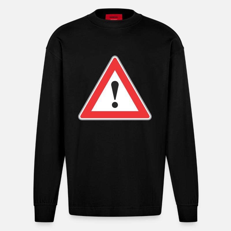 Point Road Sign d'exclamation - Manches longues bio épais oversize fabriqué en UE - SOLID BLACK