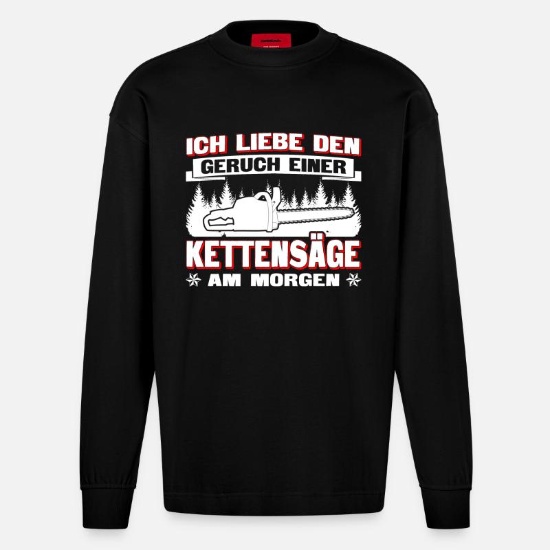 Geruch Kettensäge - Heavyweight Oversized Organic Langarmshirt Made in EU - SOLID BLACK