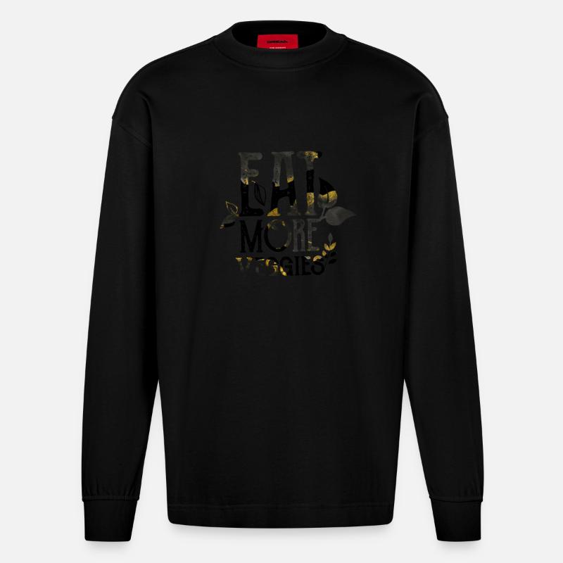 Veganer Vegetarier Tierschutz Geschenkidee - Heavyweight Oversized Organic Langarmshirt Made in EU - SOLID BLACK