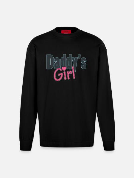 daddy's girl - Heavyweight Oversized Organic Longsleeve Shirt Made in EU - SOLID BLACK