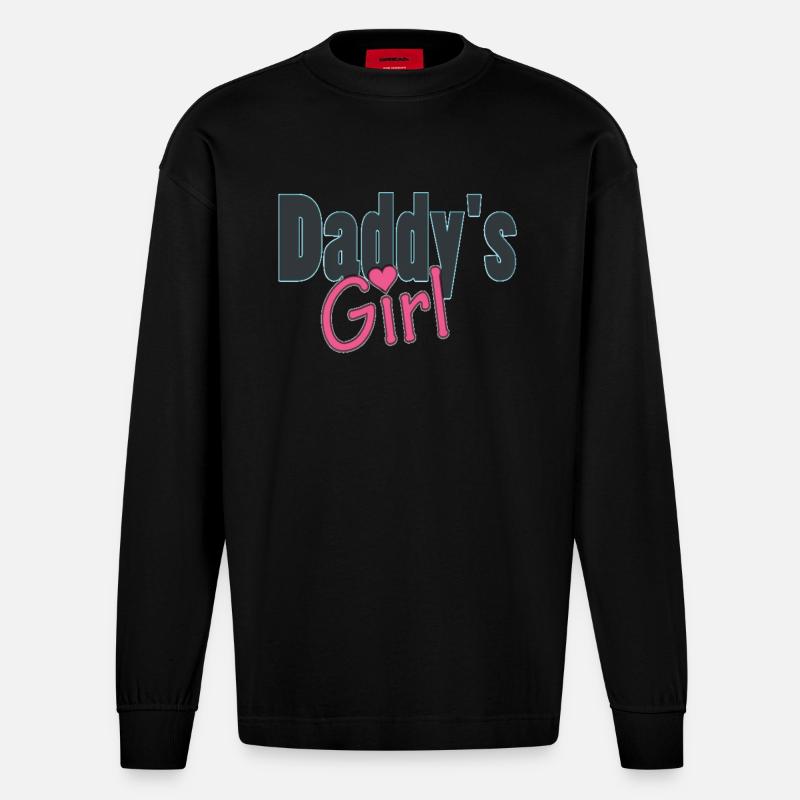 daddy's girl - Heavyweight Oversized Organic Langarmshirt Made in EU - SOLID BLACK