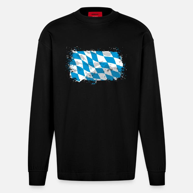 Bayernflagge - Heavyweight Oversized Organic Langarmshirt Made in EU - SOLID BLACK