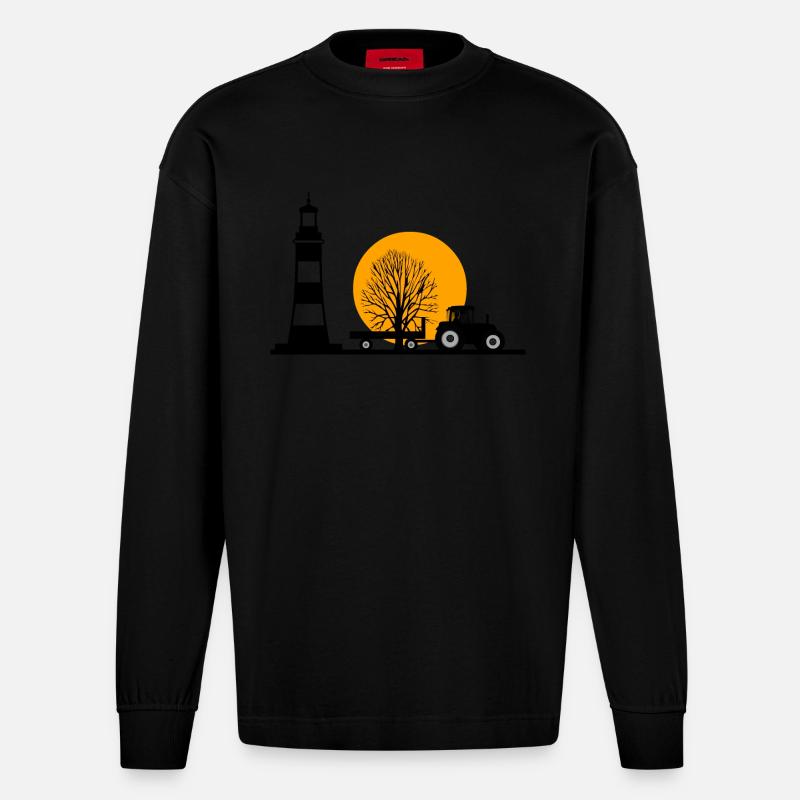 Traktor - Heavyweight Oversized Organic Langarmshirt Made in EU - SOLID BLACK
