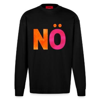 NÖ. Ein Shirt, ein Wort. - Heavyweight Oversized Organic Langarmshirt Made in EU - SOLID BLACK - Vorne