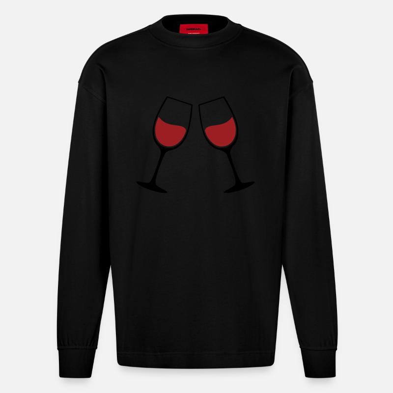 Weingläser Silhouette - Heavyweight Oversized Organic Langarmshirt Made in EU - SOLID BLACK