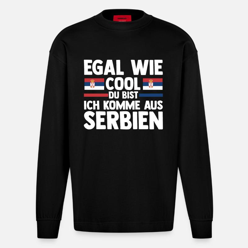 Serben Serbisch Serbien - Heavyweight Oversized Organic Langarmshirt Made in EU - SOLID BLACK