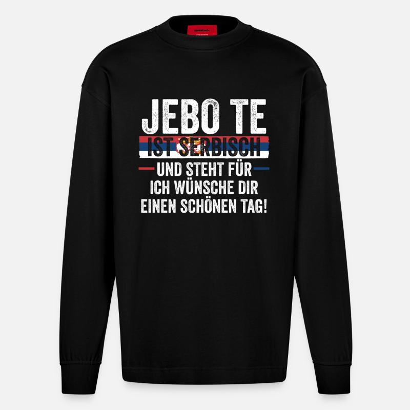 Serbe Serbe Serbie - Manches longues bio épais oversize fabriqué en UE - SOLID BLACK