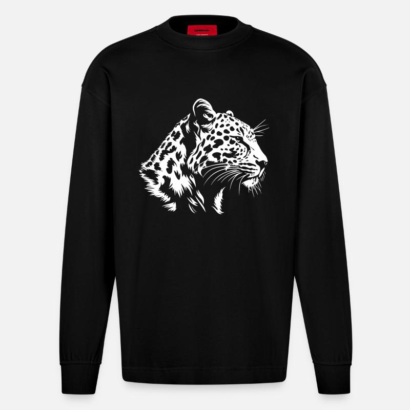 Leopard - Heavyweight Oversized Organic Langarmshirt Made in EU - SOLID BLACK