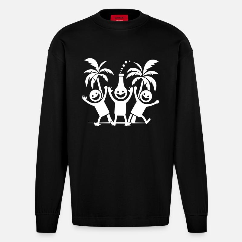 Fête Équipe Vacances - Manches longues bio épais oversize fabriqué en UE - SOLID BLACK