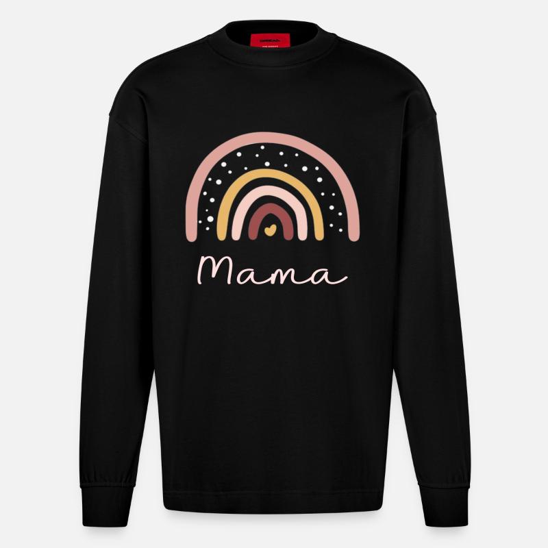 Regenbogen Mama - Heavyweight Oversized Organic Langarmshirt Made in EU - SOLID BLACK