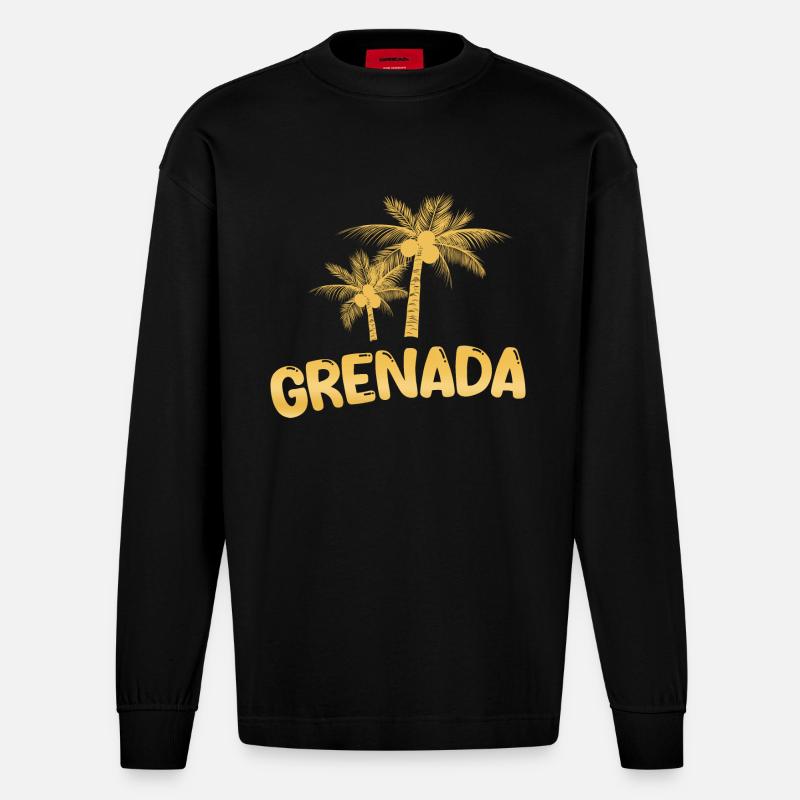 Grenada als Grenada - Heavyweight Oversized Organic Langarmshirt Made in EU - SOLID BLACK